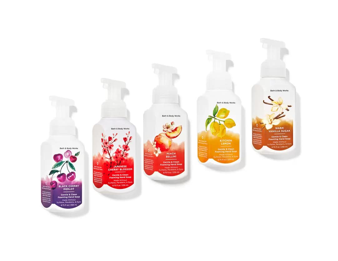 Bath And Body Works Foaming Hand Soaps - Set Of 5 Gentle Foaming Soaps (Fresh & Fruity)