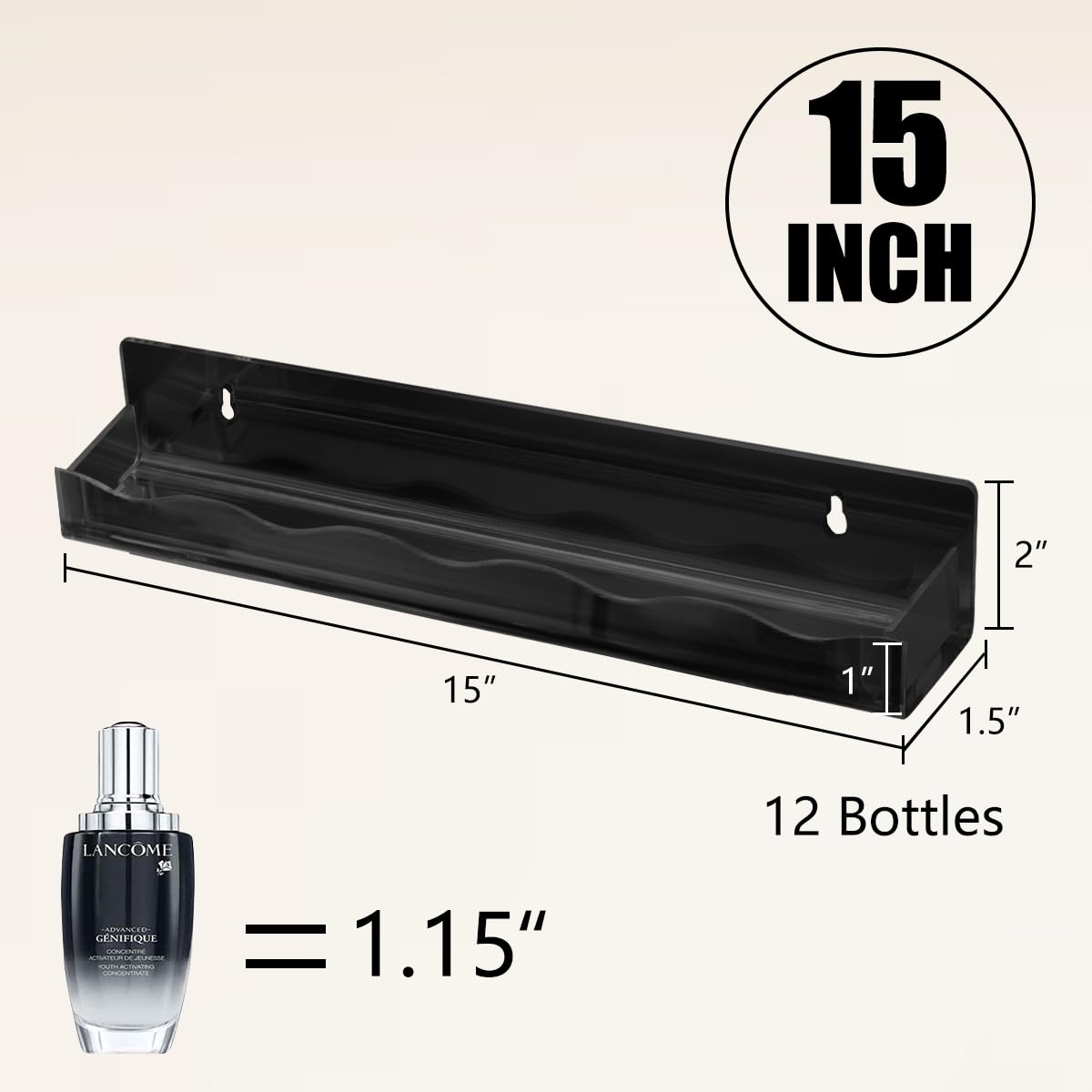 Btremary 15'' Nail Polish Rack Wall Mounted Shelf Acrylic Paints Gel Polish Organizer And Storage With End Caps For Nail Techs,