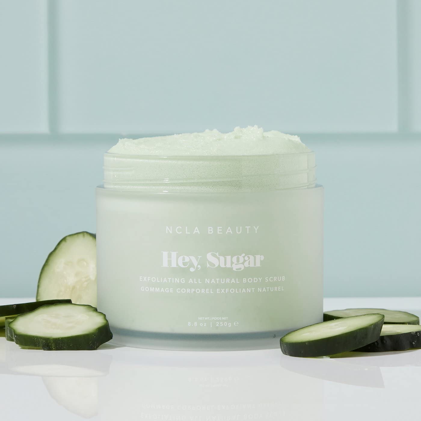 NCLA - Hey, Sugar Natural Body Scrub | Clean, Natural, Non-Toxic Beauty (Cucumber; 250g | 8.8oz)