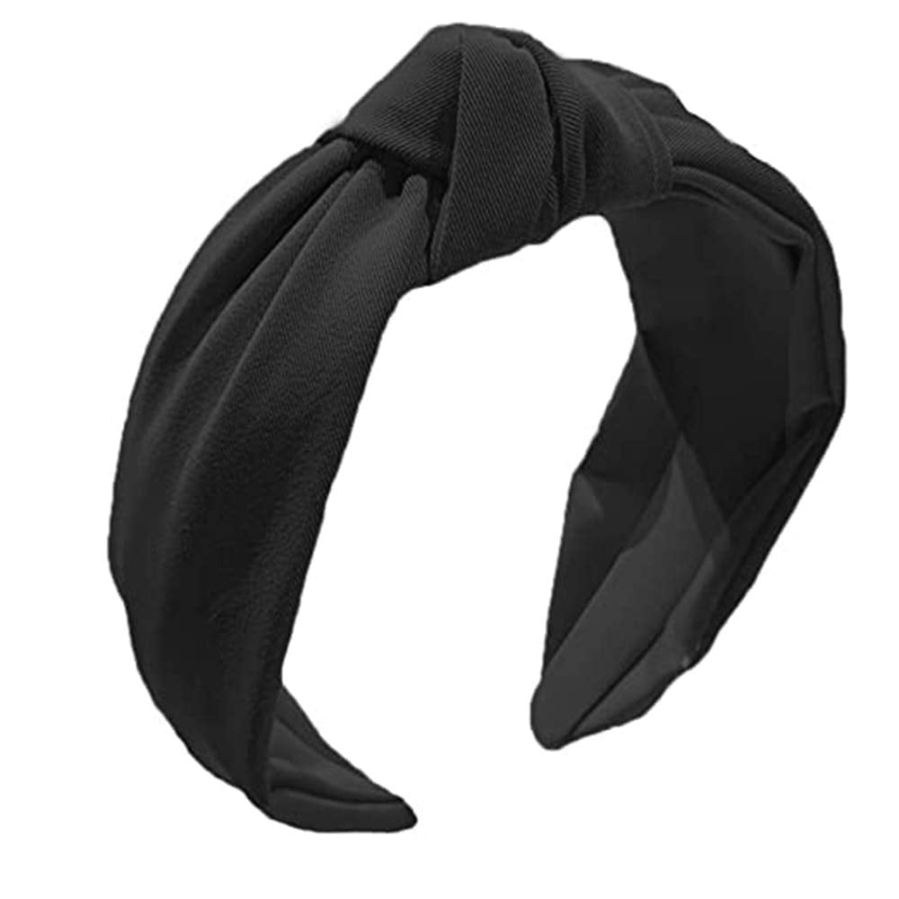 Etercycle 2Pcs Headbands For Women, Bow Knotted Wide Headband, Yoga Hair Band Fashion Elastic Hair Accessories For Women (Black,