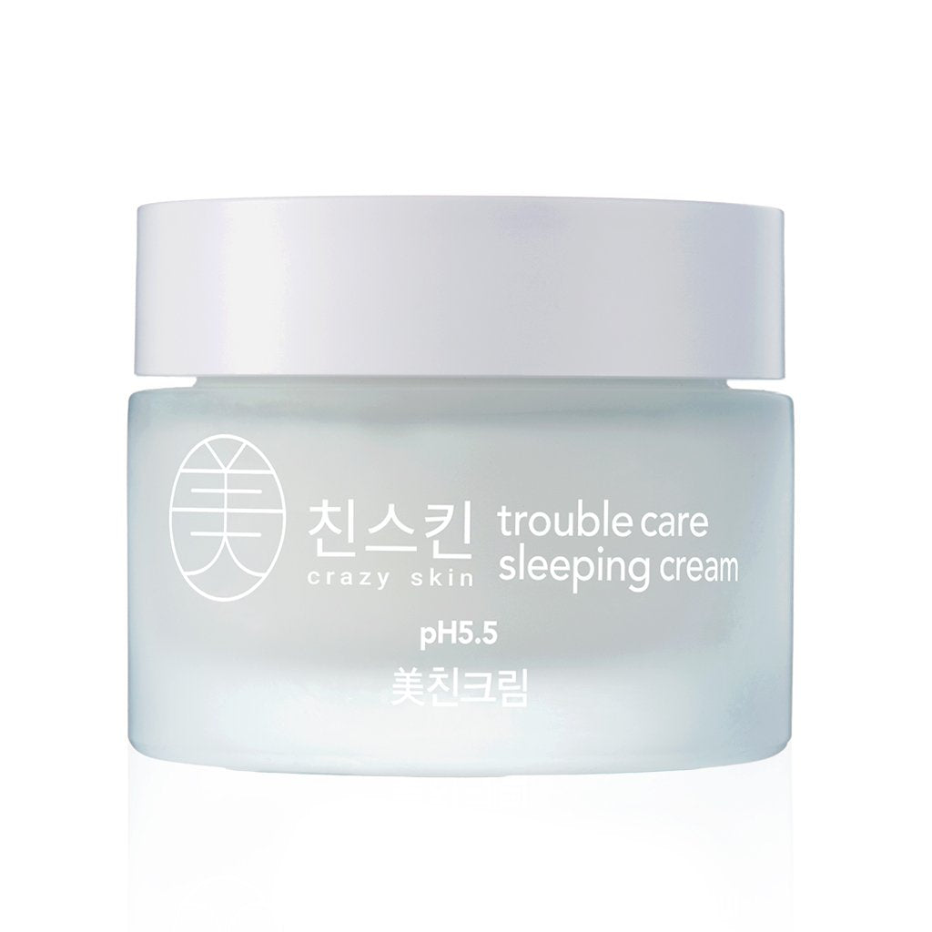 CRAZY SKIN Skin Repair Trouble Care Korean Night Sleeping Face Mask 1.76oz | Overnight Facial Cream | Moisturizer for Acne-Prone
