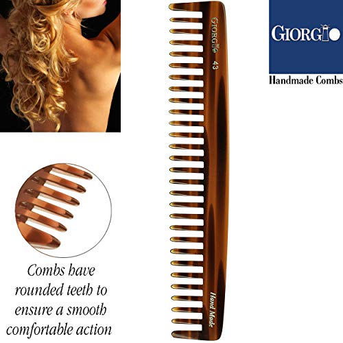 Giorgio G43 Large 7.25 Inch Hair Detangling Comb, Wide Teeth for Thick Curly Wavy Hair. Long Hair Detangler Comb For Wet and Dry