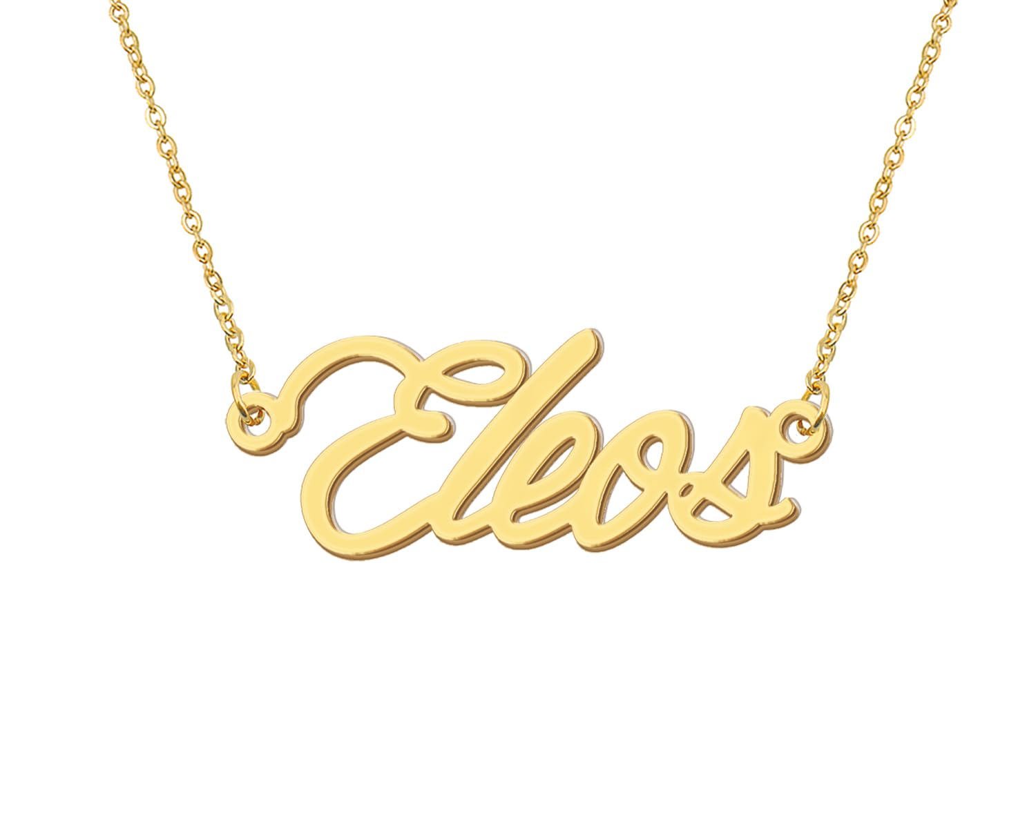 Aoloshow Eleos Initial Name Necklace Stainless Steel 18k Gold Plated Script Name Necklace Jewelry for Wife Valentine Day