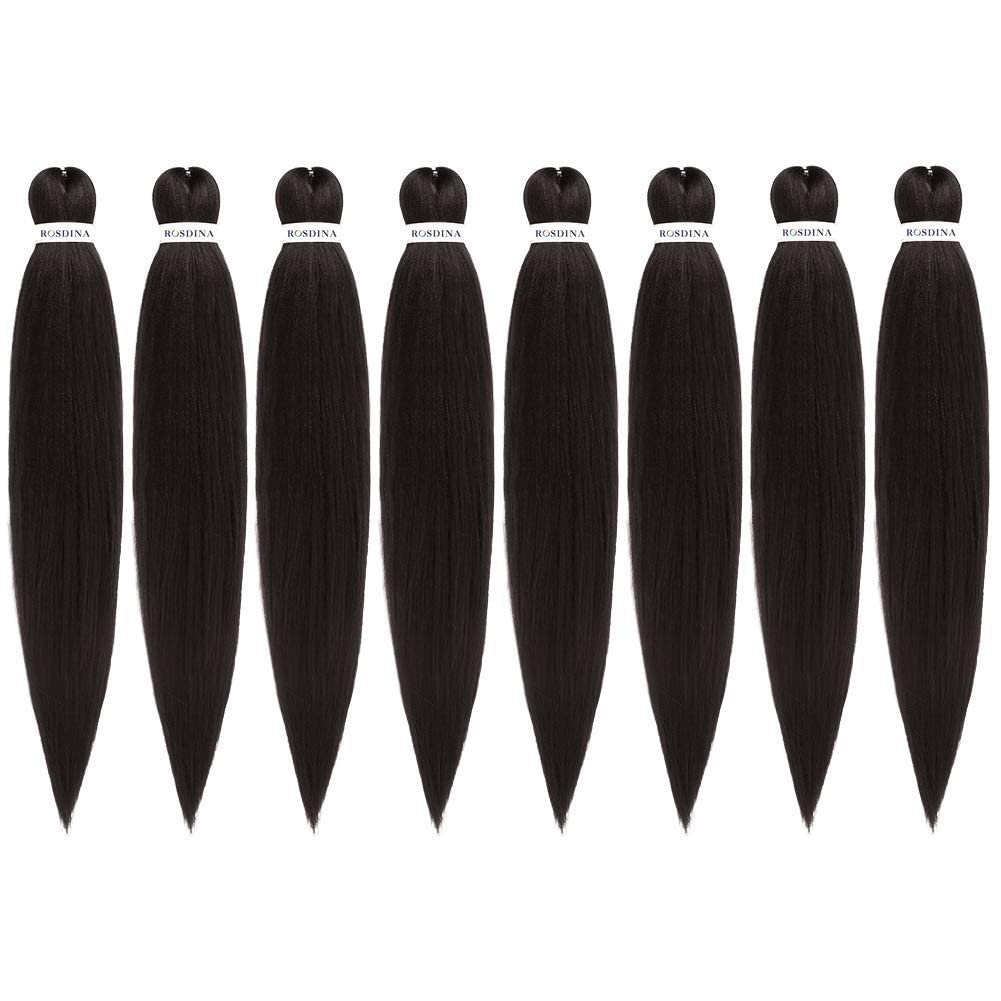 Rosdina Pre-Stretched Braiding Hair - 26 Inch 8 Packs Dark Brown Super Long Braiding Hair For Twist Or Box Braids, Yaki Texture