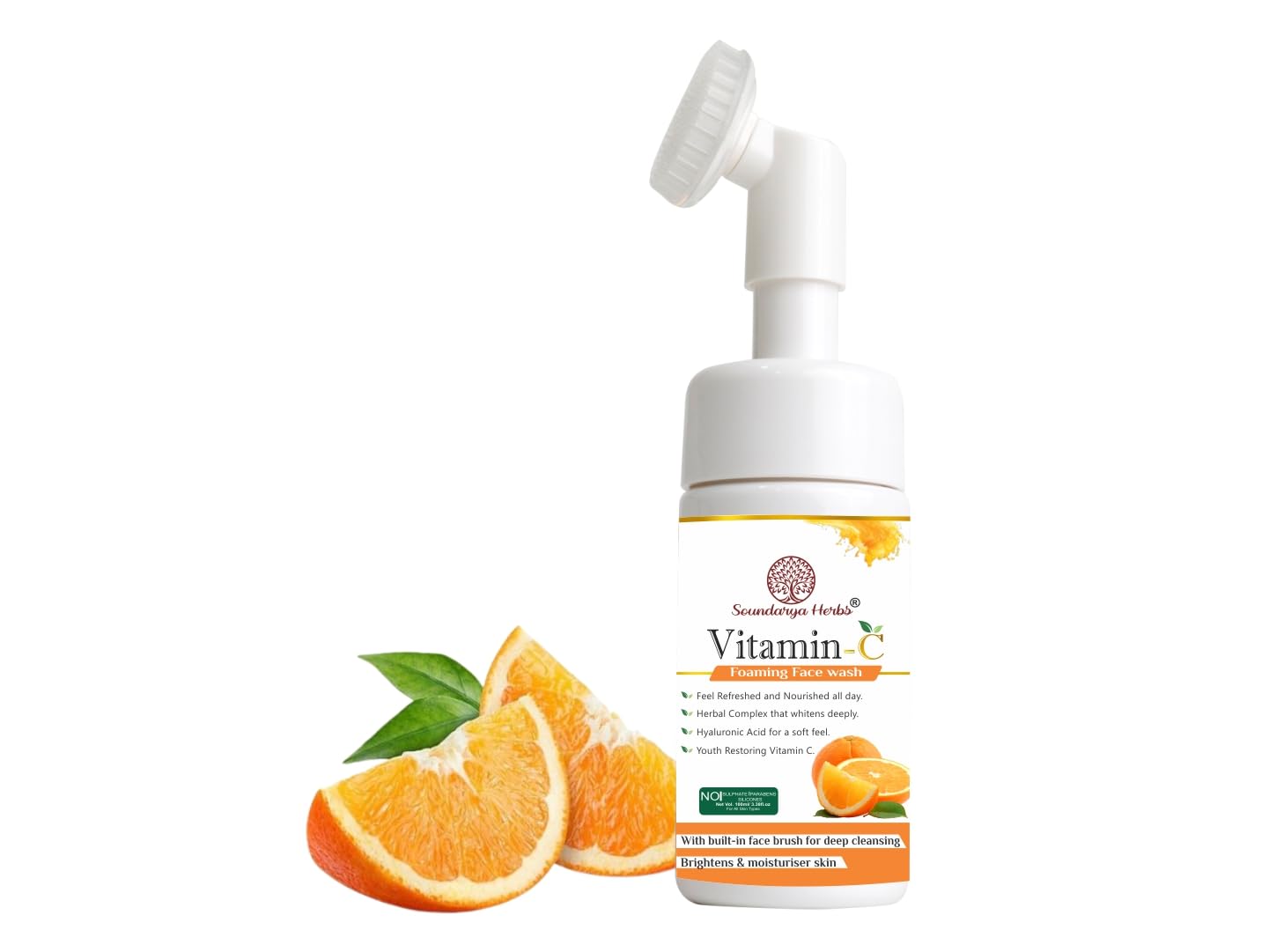 Soundarya Herbs Vitamin C Foaming Face Wash  100Ml | Natural & Ayurvedic Facewash For Maintain Skin Health & Glow