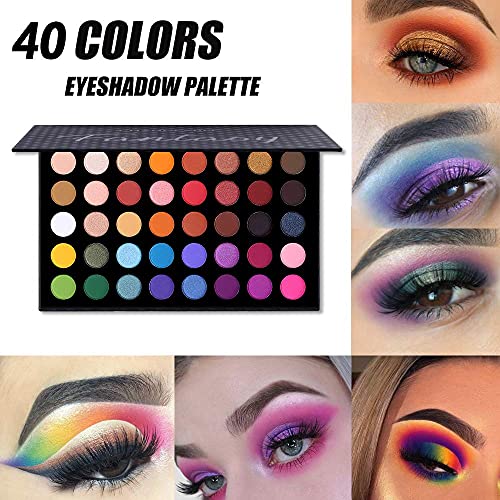 Charmcode 40 Colors High Pigmented Shimmer Matte Eyeshadow Makeup Palette Full Spectrum Artist Glitter Metallic Waterproof Cream