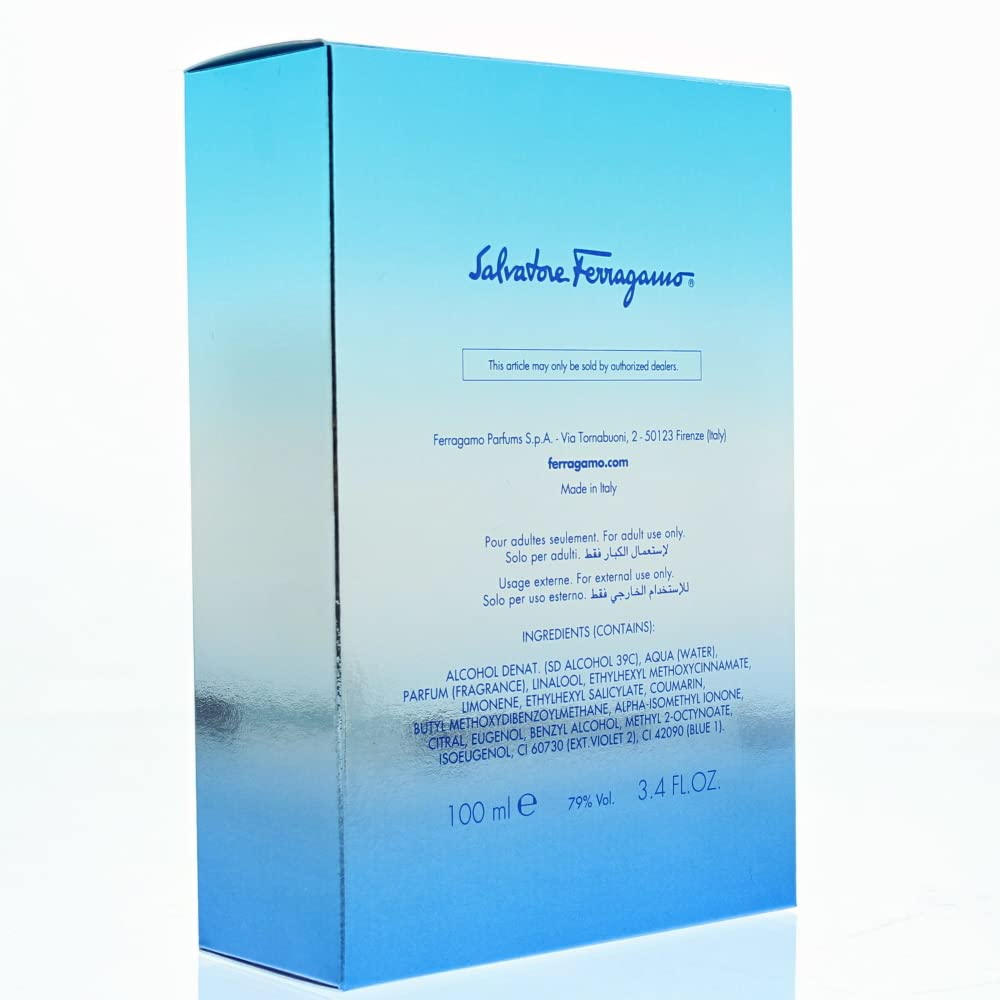 Incanto Blue By Salvatore Ferragamo, 3.4 Oz Eau De Toilette Spray For Men