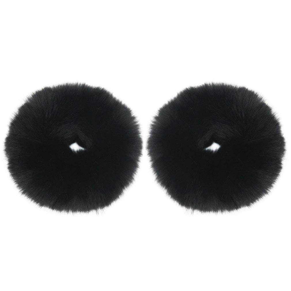 2pcs Pack Furry Faux Rabbit Fur Hair Scrunchies Artificial Fur Hair Bobbles Elastic Hair Band Rope Wristband Ponytail Accessorie