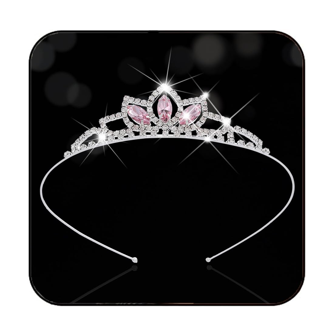 Kilshye Princess Silver Tiara and Crown Pink Crystal Tiaras Girls Pageant Crowns Rhinestone Birthday Headdress for Women and Gir