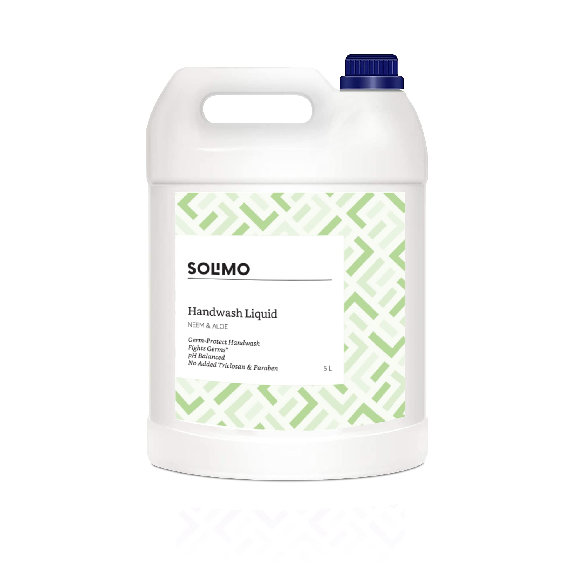 Amazon Brand - Solimo Handwash Liquid Refill Can, Neem & Aloe - 5 Litre | Antibacterial Germ-Protect | Advanced Disinfection For