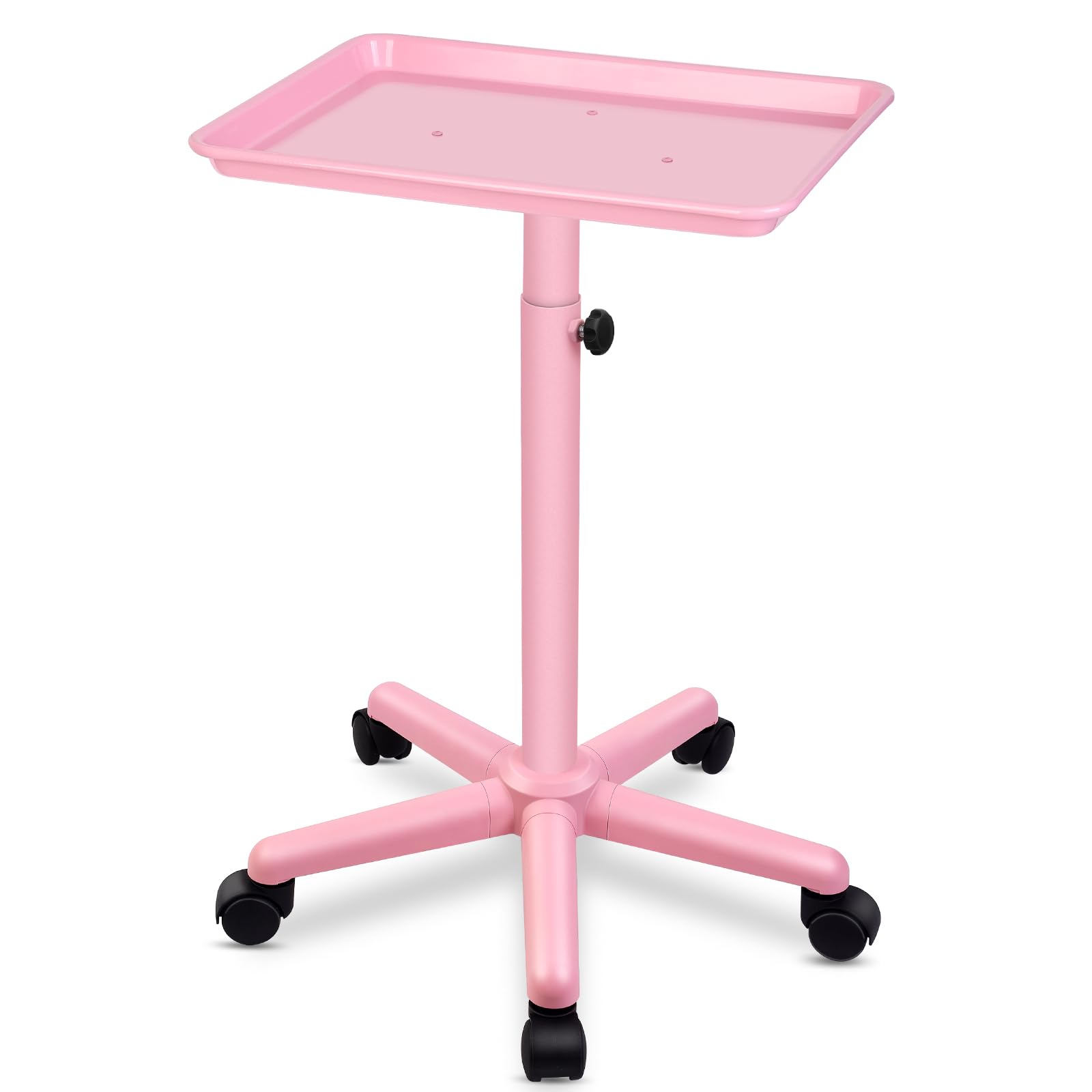 Salon Seor Salon Tray with Wheels,Aluminum Hair Color Tray for Salon,Pink Trolley with Wheels,Height Adjustable Salon Service Tr