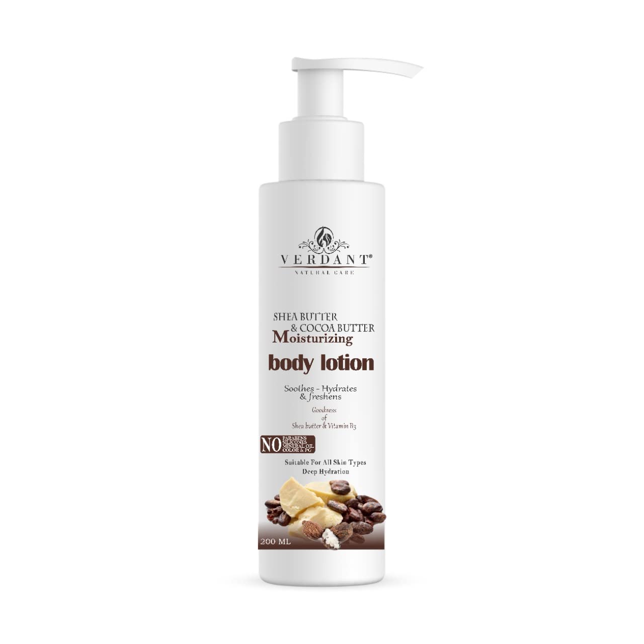 Verdant Cocoa Body Lotion With Aloe Vera & Vitamin B3 | Deep Hydration & 24 Hr Nourishing Cocoa Butter Moisturizer | Moisturizin