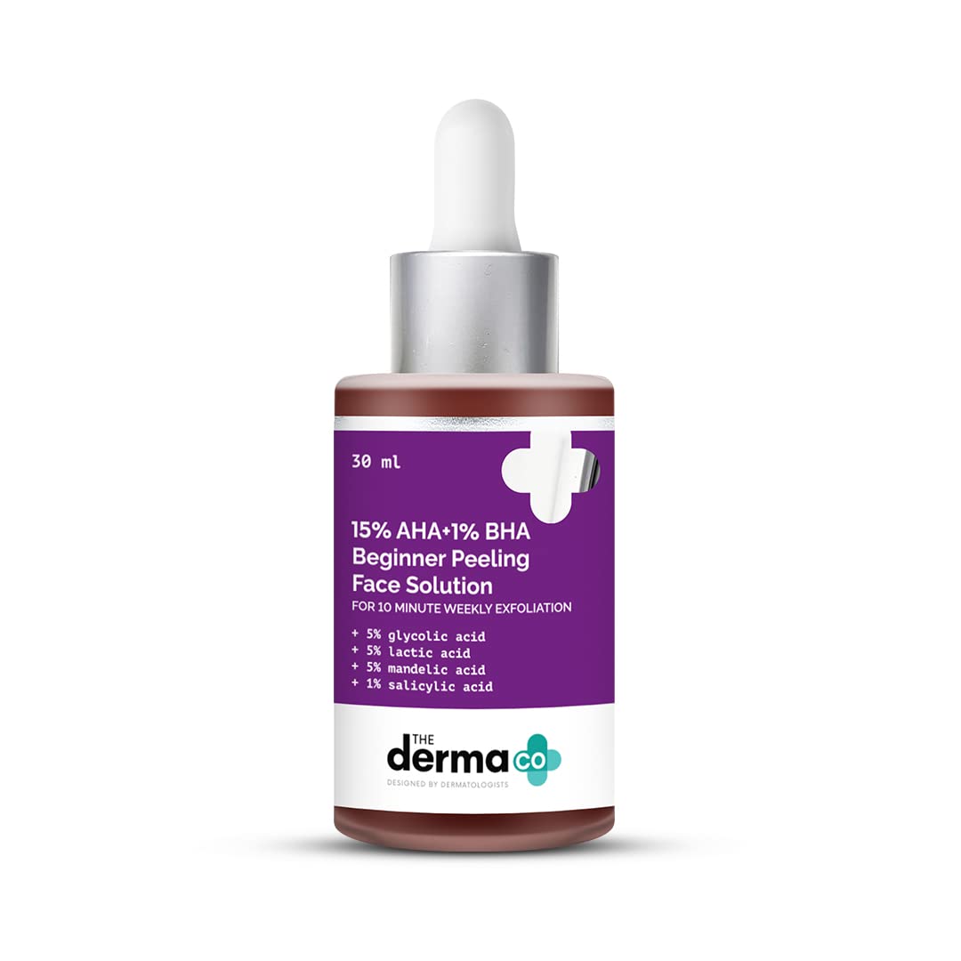 The Derma Co 15% AHA + 1% BHA Beginner Facial Exfoliant | Helps Clear Clogged Pores, Acne Marks & Wrinkles | 10 Min Deep Exfolia