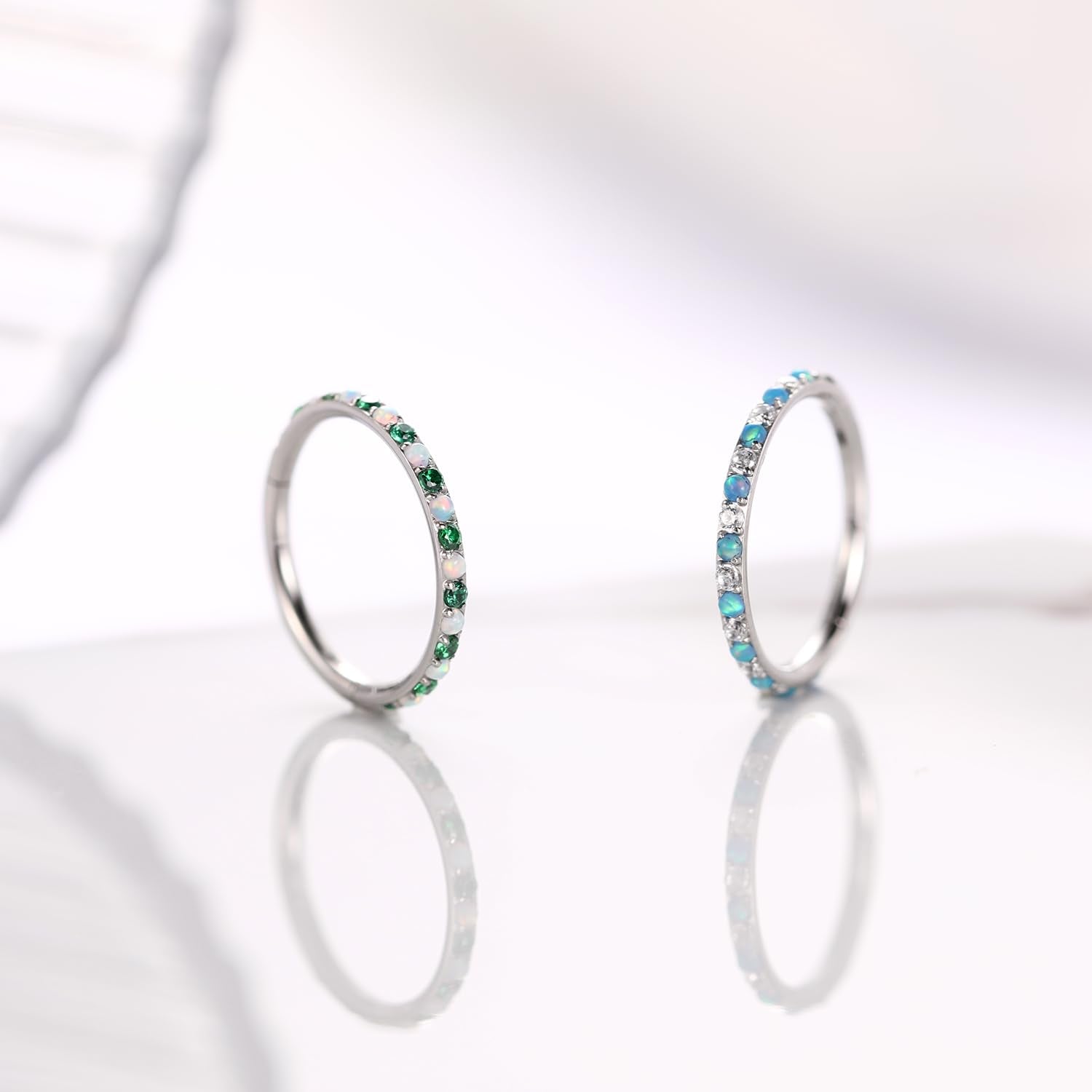 FUNLMO 16G Cartilage Earring Septum Jewelry Nose Ring Hoop Daith Tragus Helix Piercing Jewelry 8mm Silver