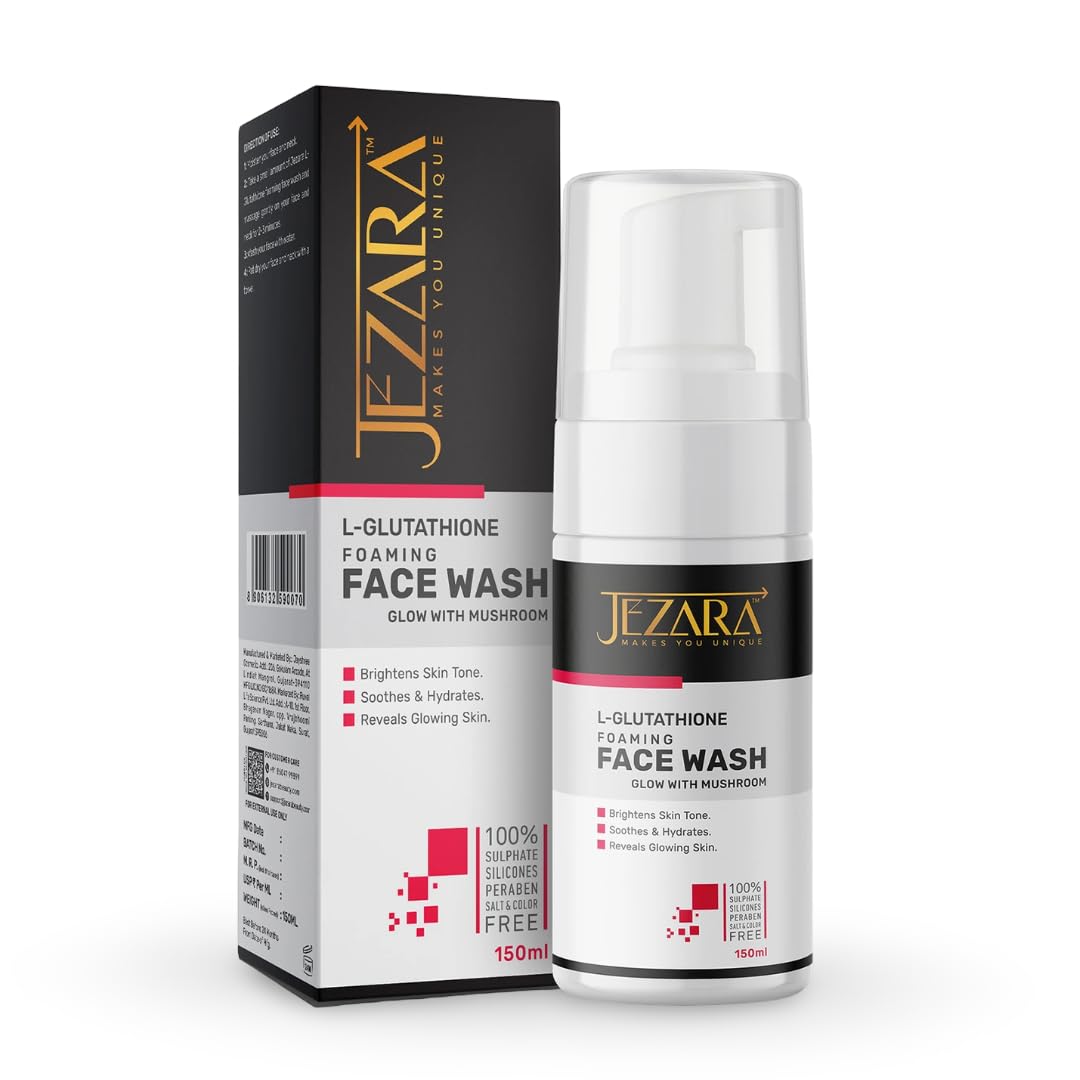 Jezara LGlutathione Foaming Face Wash For Dead Skin Removal & Glowing Skin | AntiAging & Refreshing | For Men & Women | 150Ml
