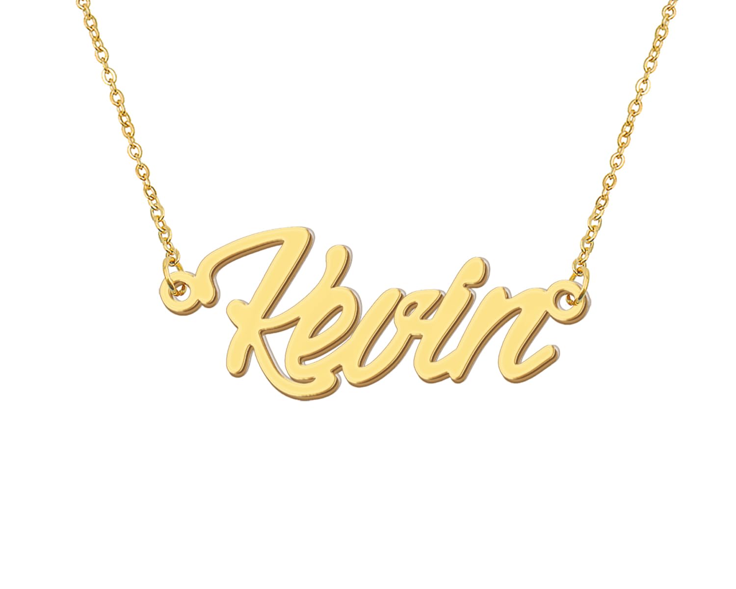 Aoloshow 18k Gold Plated Kevin Name Necklace Stainless Steel Women Men Nameplate Necklaces Jewelry for Father Day