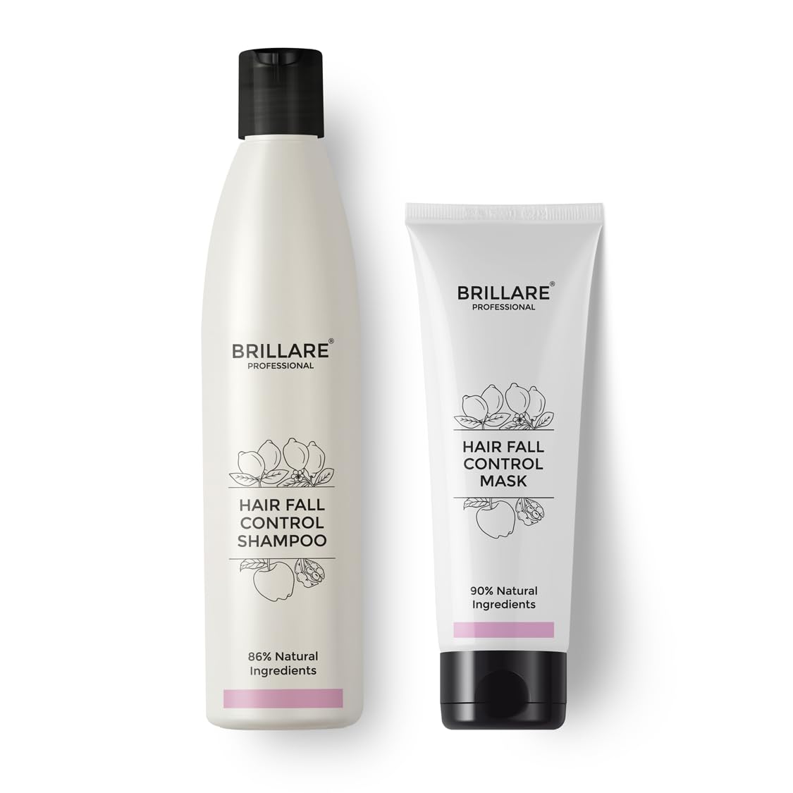 Brillare Professional Hair Fall Control/Anti Hair Fall Natural Shampoo And Mask Combo With Apple, Soya Protein And Lemon (300 Ml