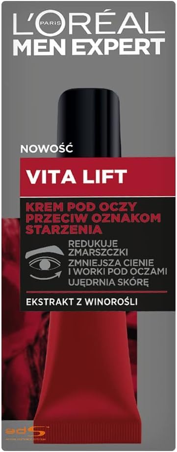 LOreal Paris Men Expert Vita Lift Eye Cream For Men Anti Aging Reduces Dark Circles Wrinkles Fine Lines And Eye Bags With Frenc