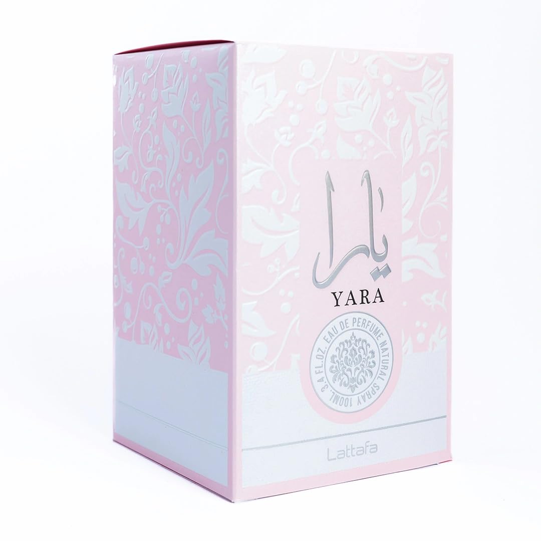 Lattafa Yara Eau de Parfum Spray for Women, 3.4 Fl Oz, Sunset Peach, Model Yara 100 ML