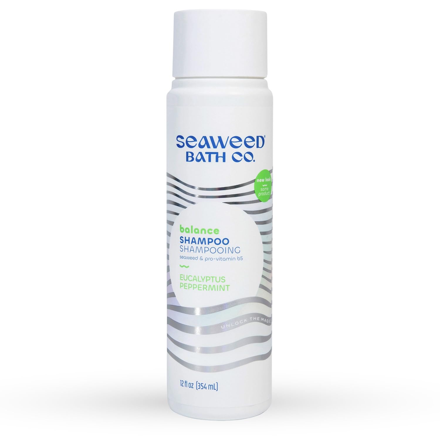 Seaweed Bath Co. Balance Shampoo, Eucalyptus Peppermint Scent, 12 Ounce, Sustainably Harvested Seaweed, Pro Vitamin B5, For Norm