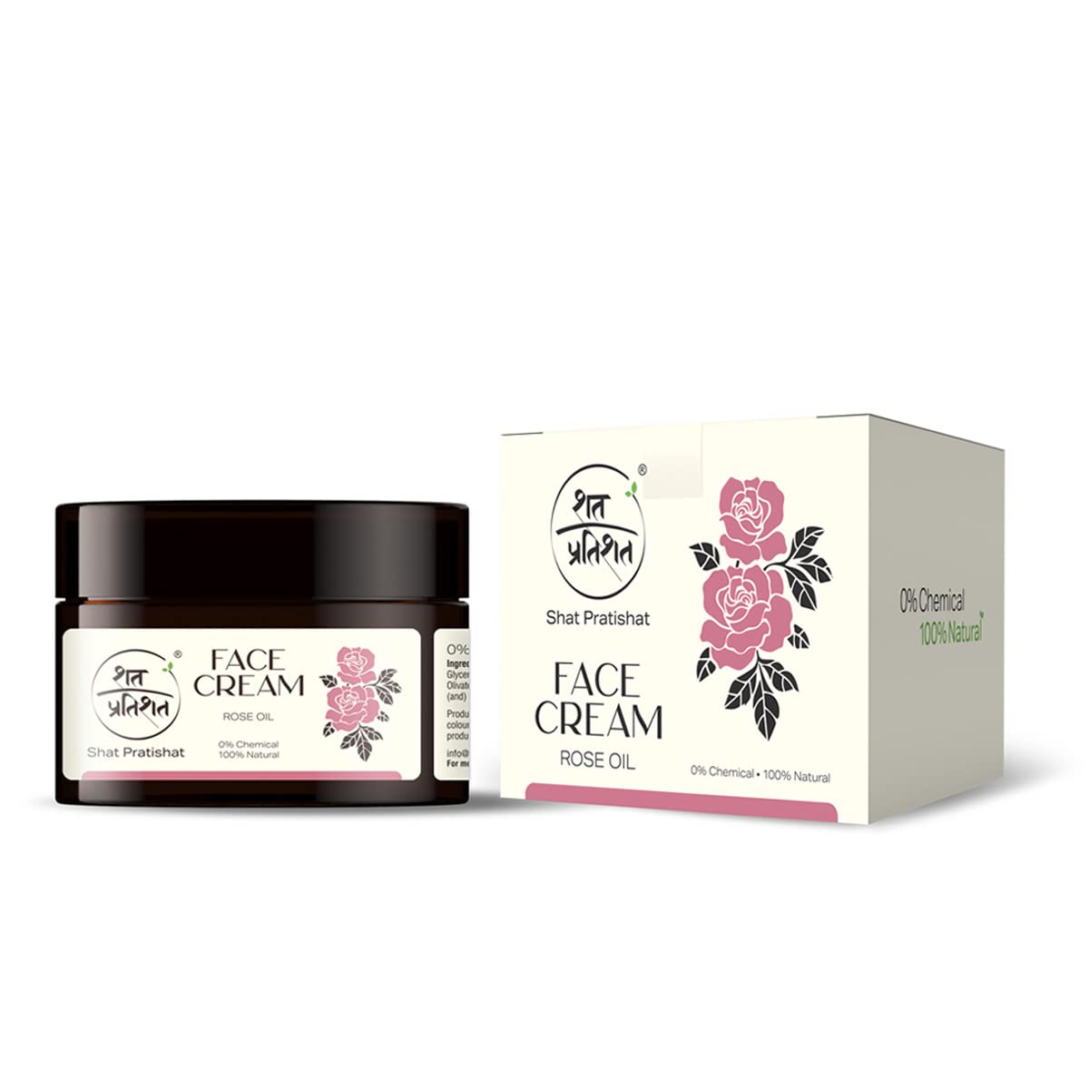 Shat Pratishat Natural Face Cream Moisturizer | 100 Gm | No Chemical | Rose And Vetiver Essential Oil | Long Lasting Protection 
