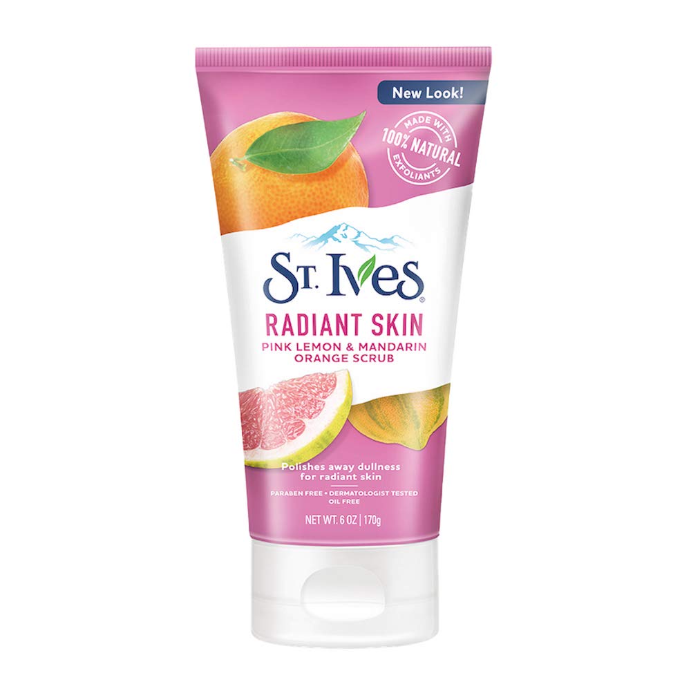 St. Ives Radiant Skin Face Scrub For Dull Skin Pink Lemon and Mandarin Orange Dermatologist-Tested Face Wash Scrub With 100 perc
