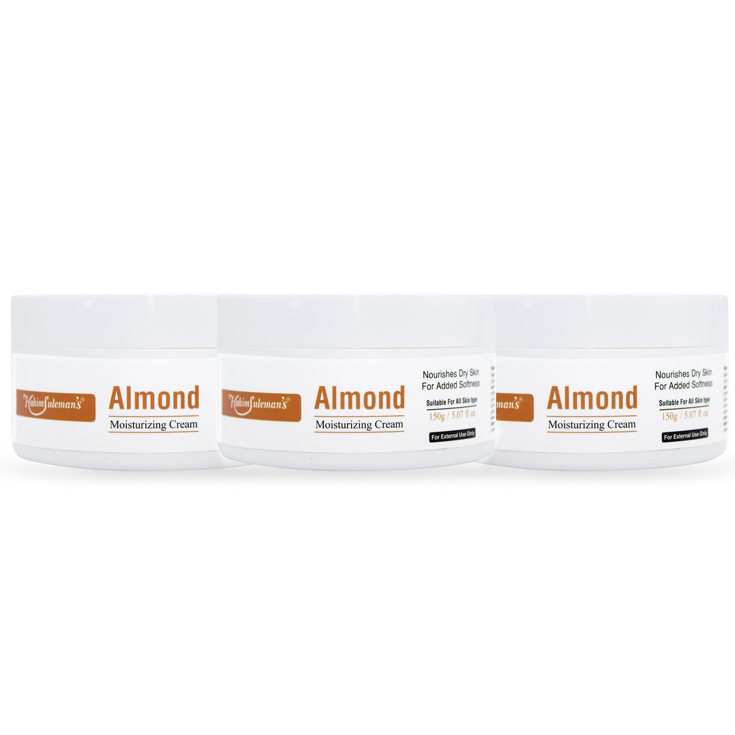 Hakim SulemanS Almond Moisturizing Cream  Deep Hydration For Dry & Sensitive Skin  NonGreasy, FastAbsorbing Daily Face & Bo