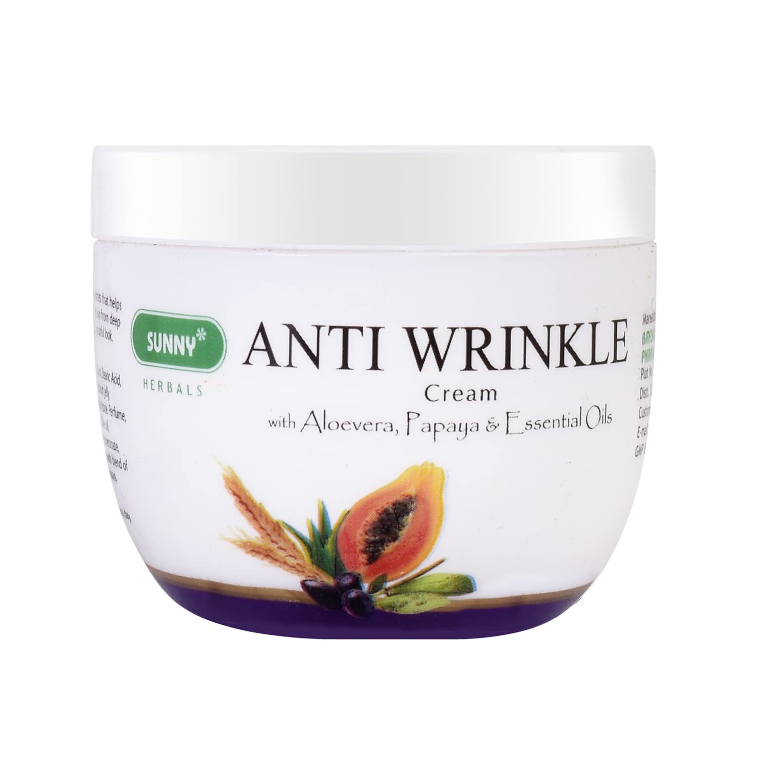 Sunny Herbals Anti Wrinkle Cream | With Aloevera, Papaya & Essential Oils | Prevents Degeneration, Maintains Elasticity And Deep