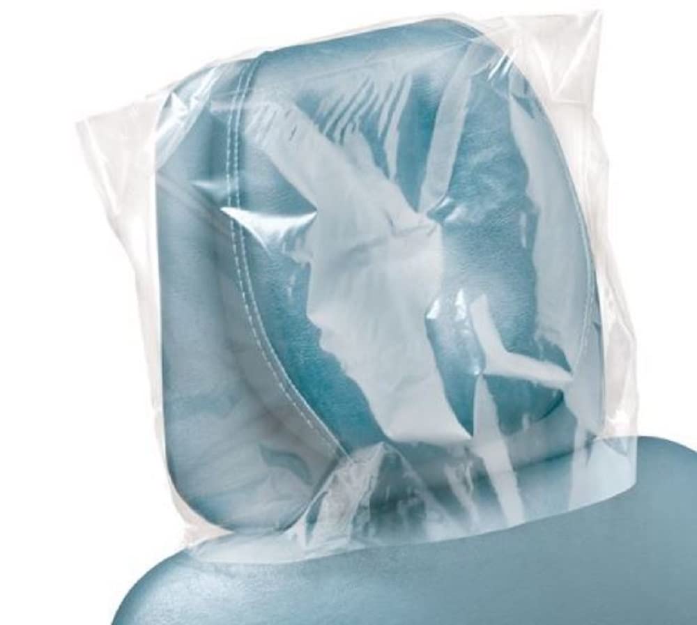 Pruvade Disposable Dental Headrest Covers 11.25'' X 10''  Pack Of 250  Large Clear Plastic Headrest Cover For Tattoo, Piercing A