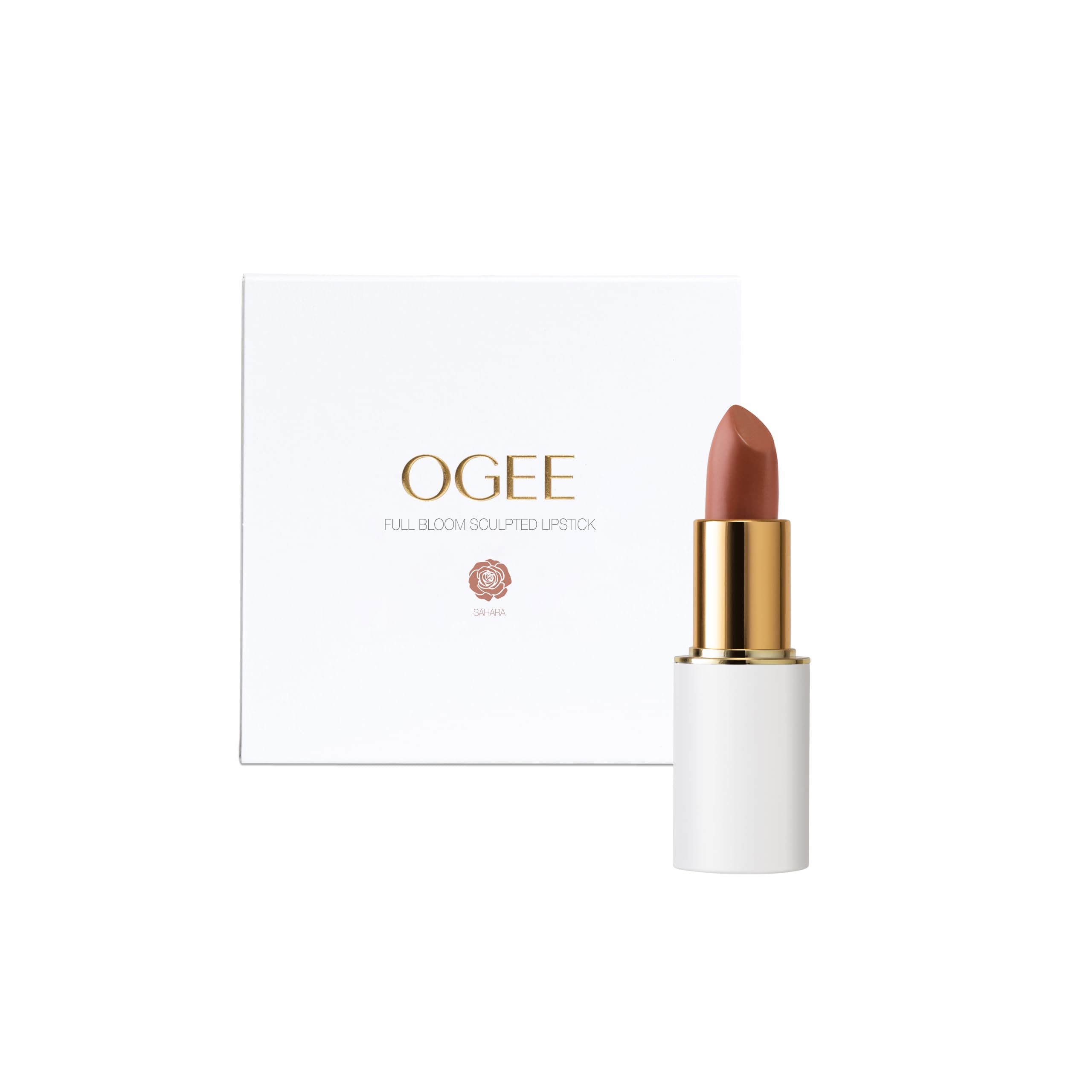 Ogee Full Bloom Sculpted Lipstick (Sahara - Warm Auburn) - Long Lasting Organic Lipstick With Jojoba Oil & Micro Hyaluronic Acid