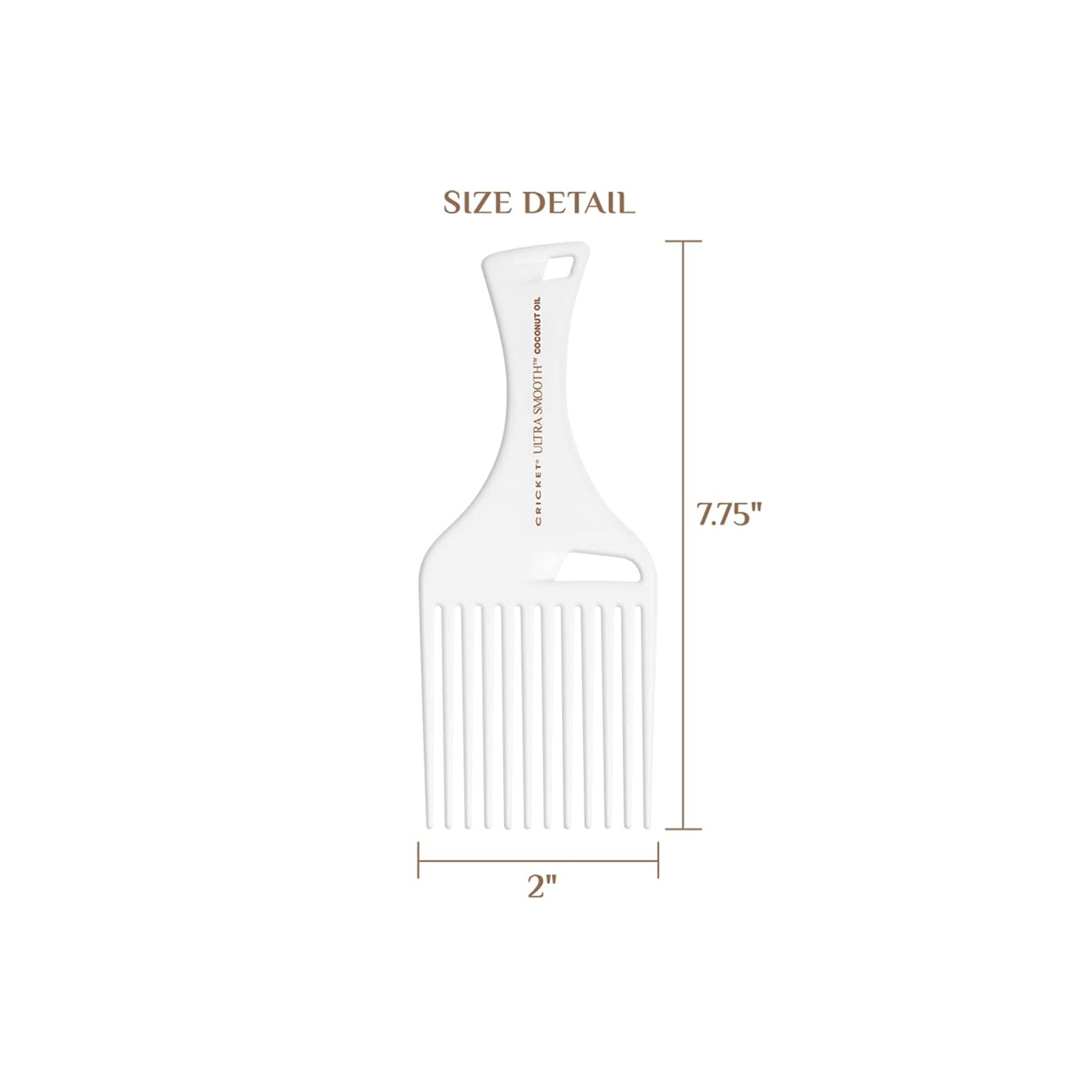 Cricket Ultra Smooth Coconut Hair Pick Comb For Curly, Thick, Medium To Long Hair Anti-Frizz Lifting And Volume Comb With Coconu