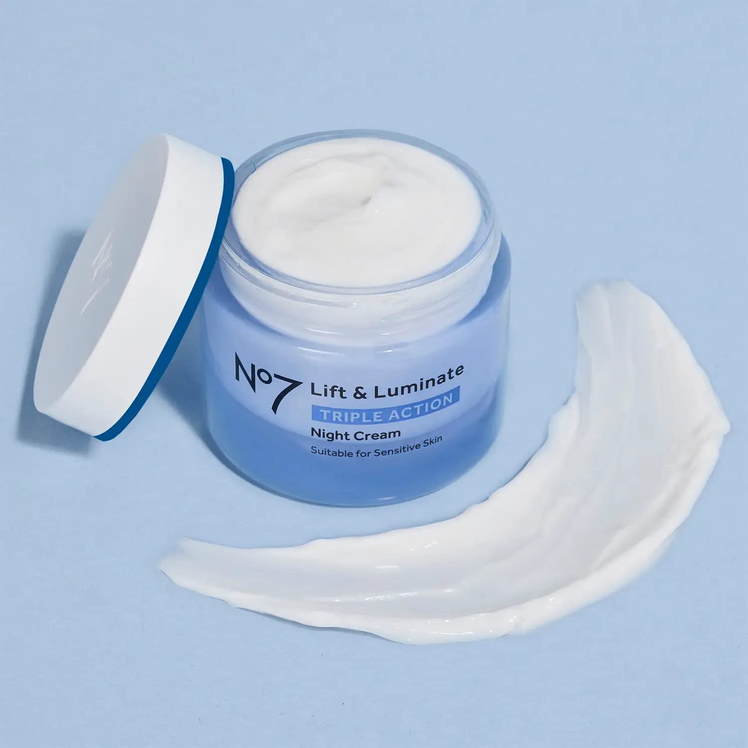 No7 Lift & Luminate Triple Action Night Cream - Anti Wrinkle, Collagen Peptide Brightening Cream - Skin Firming Hyaluronic Acid