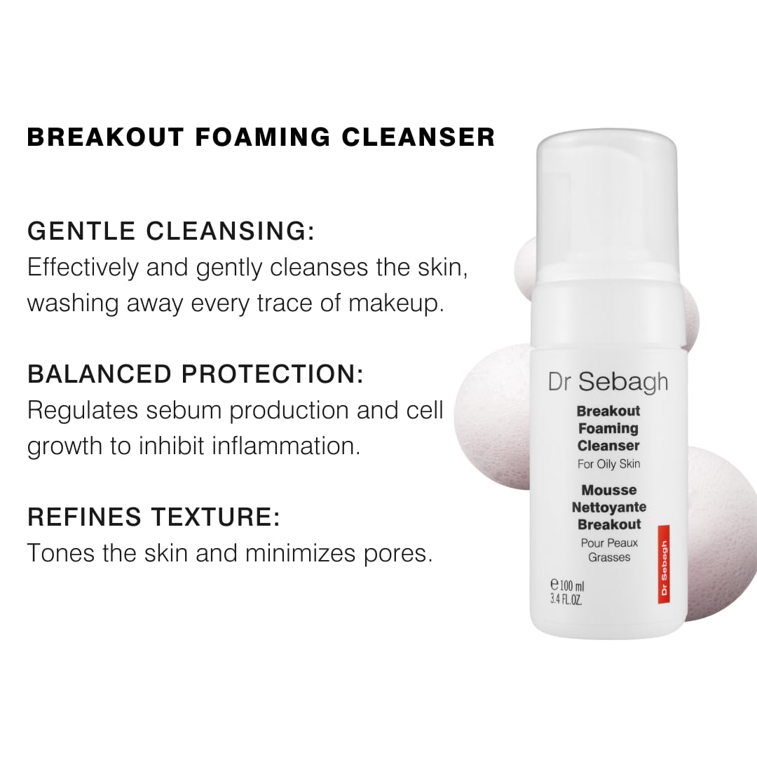 Dr Sebagh - Breakout Foaming Cleanser - Clears Blemishes & Breakouts, Purifies Skin, Reduces Irritation, Controls Oil, Removes M