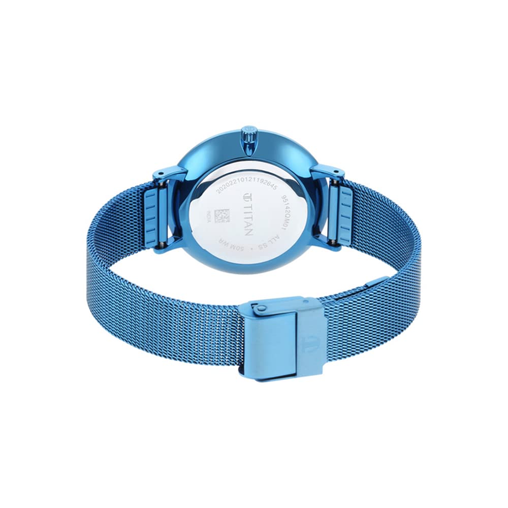 Titan Analog Blue Dial WomenS Watch-95142Qm01/Np95142Qm01, Blue, Blue, Modern