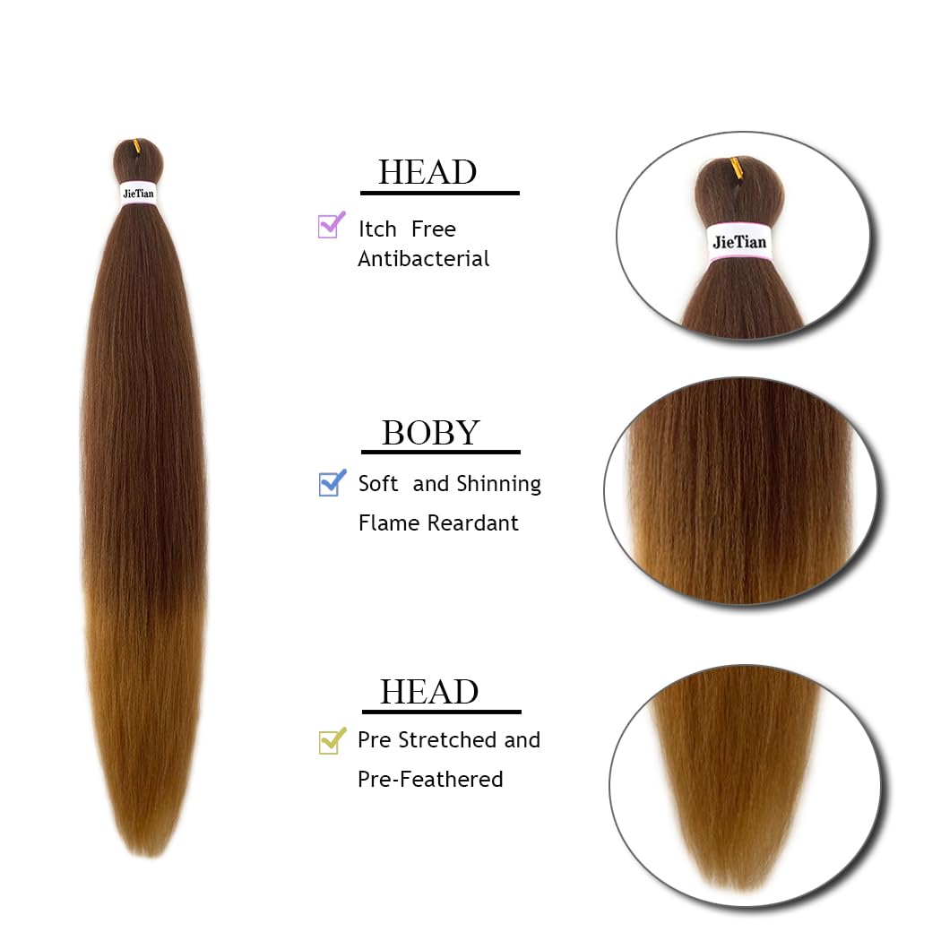Liang Dian Braiding Hair Pre Stretched Ombre 30 Inch 8 Packs Synthetic Crochet Braids Hot Water Setting Professional Soft Yaki T