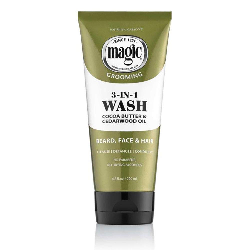 Softsheen-Carson Magic Beard Wash 3 In 1 Cleanses And Conditions For Face, Beard And Hair, With Cocoa Butter And Shea Butter, 6.