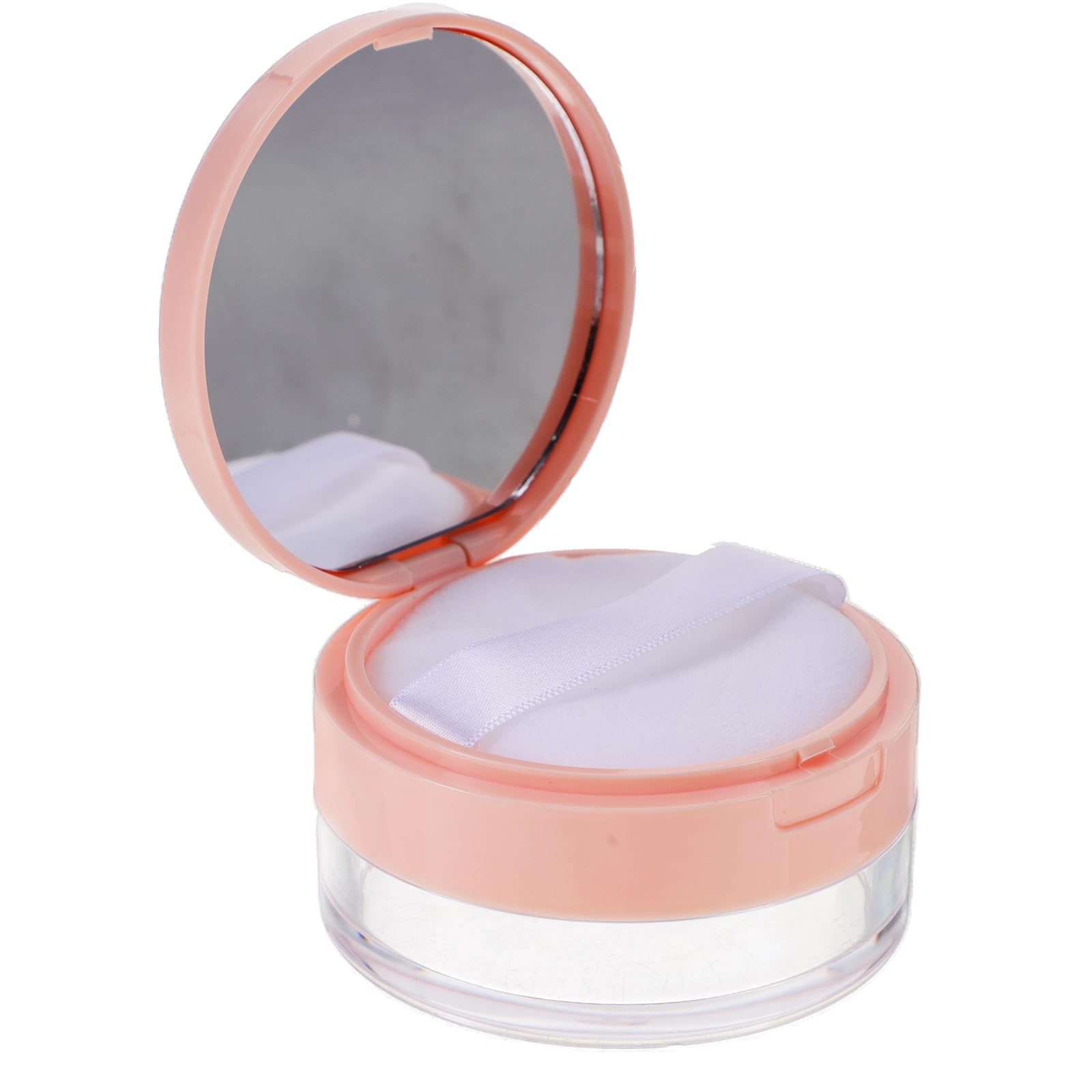 SOLUSTRE Empty Powder Case with Puff Mirrored Loose Powder Container Double Layer Mesh Puff Holder Portable Makeup Container for