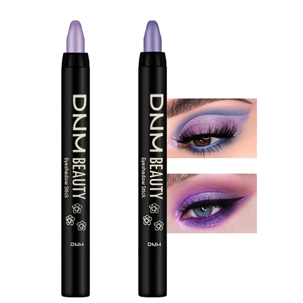 Kaely 2Pcs Cream Eyeshadow Stick Set For Eyes,Light Purple & Vioiet Shimmer Pen,Eye Brightener Halloween Makeup,Sombras Para Ojo