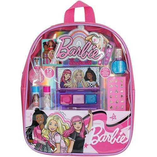 Barbie - Townley Girl Makeup Filled Backpack Set With 12 Pieces, Including Lip Balm, Nail Polish, Nail File, Hair Bows, And Othe