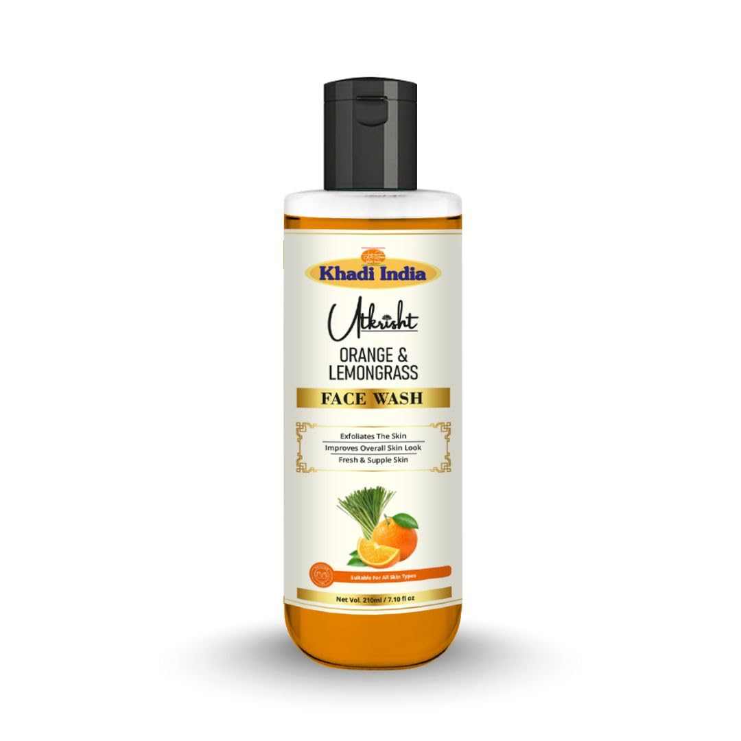 Utkrisht Khadi Orange & Lemongrass Face Wash, Deep Cleansing, Oil Control, For Men & Women, 210Ml