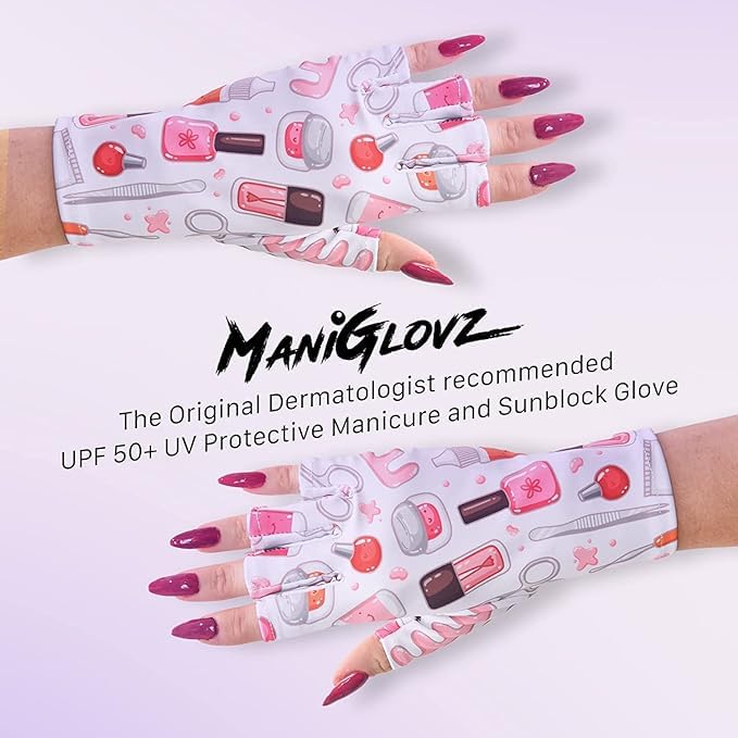 ManiGlovz - The Original UPF 50+ UV/LED Protective Gloves for Gel Manicures, Sun Protection Fingerless Gloves-Shield Skin from T