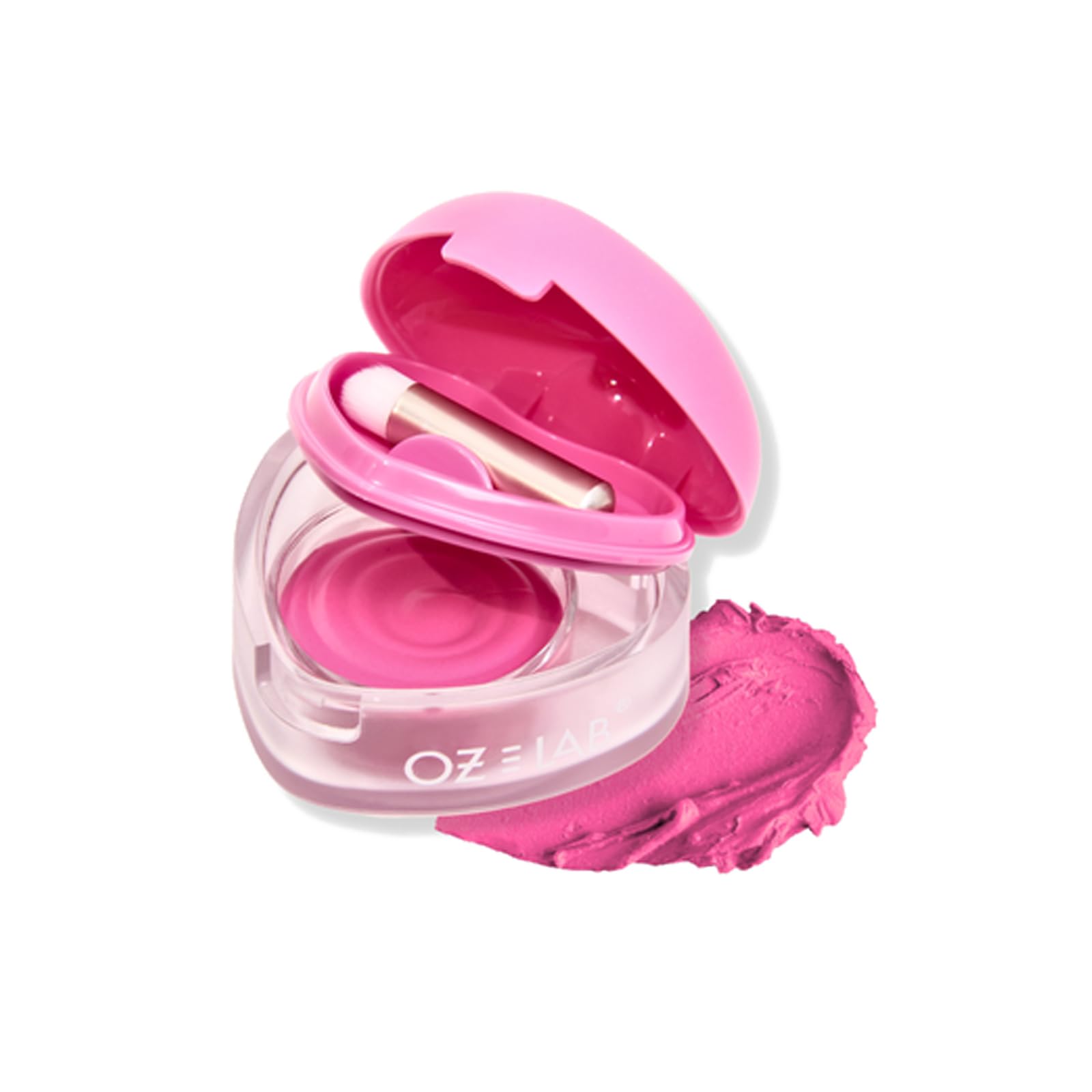 Oz Lab Soft Hearted Lip and Cheek Mousse  Frosted Rose 2in1 Vegan Cream Blush & Lip Tint HeartShaped Packaging with Mini Bru