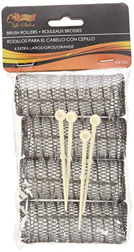 2 Pack (TOTAL 8 ROLLERS w/ 8 Pins) HAIR STYLING BRUSH ROLLERS & PINS Hair Curlers 3 x 1 1/8 Bristles