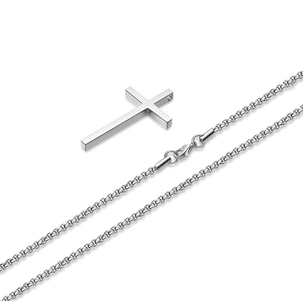 Ursteel Silver Cross Necklace for Women, Gold Plated Cross Chain Stainless Steel Cross Pendant for Women Teenage 20 Inch Cross N
