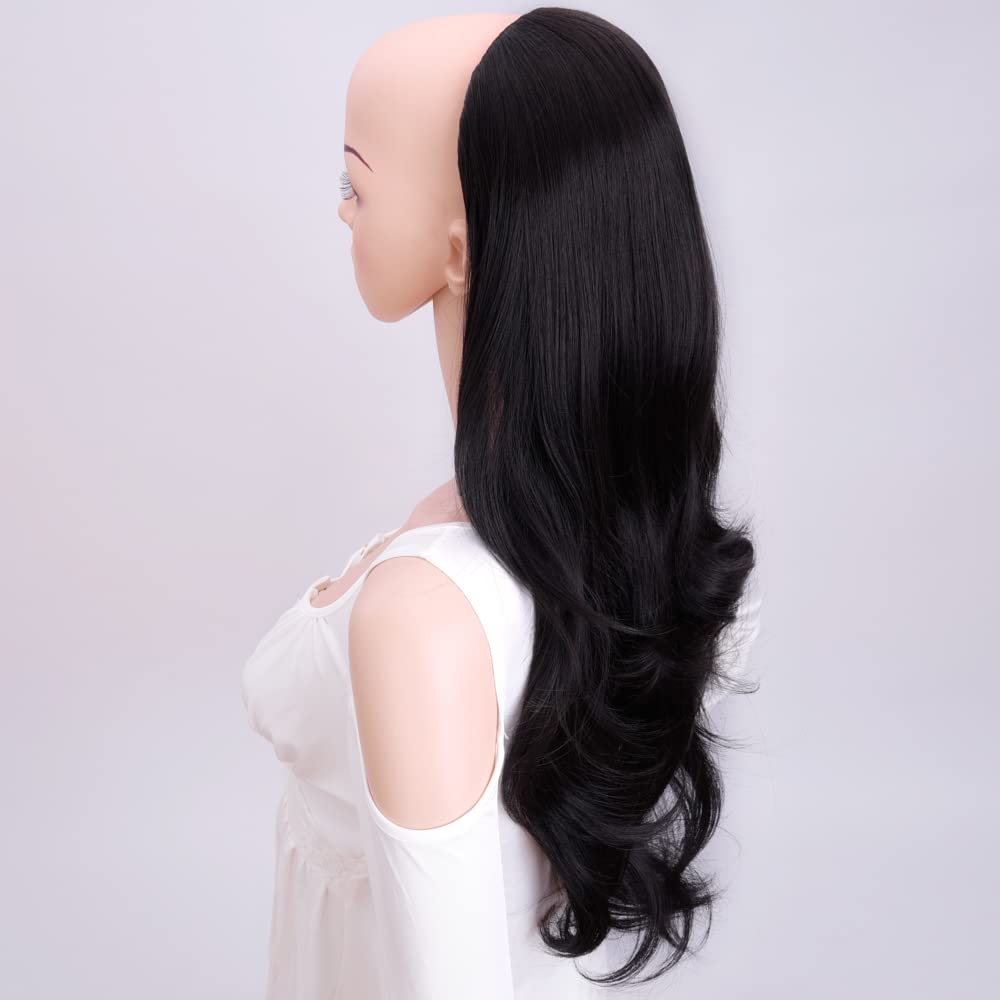 24'' Long Wavy Clip in Half Head Tied Wig Premium Japanese Synthetic Kanekalon fibers Hair Extensions For Women 210g 11#