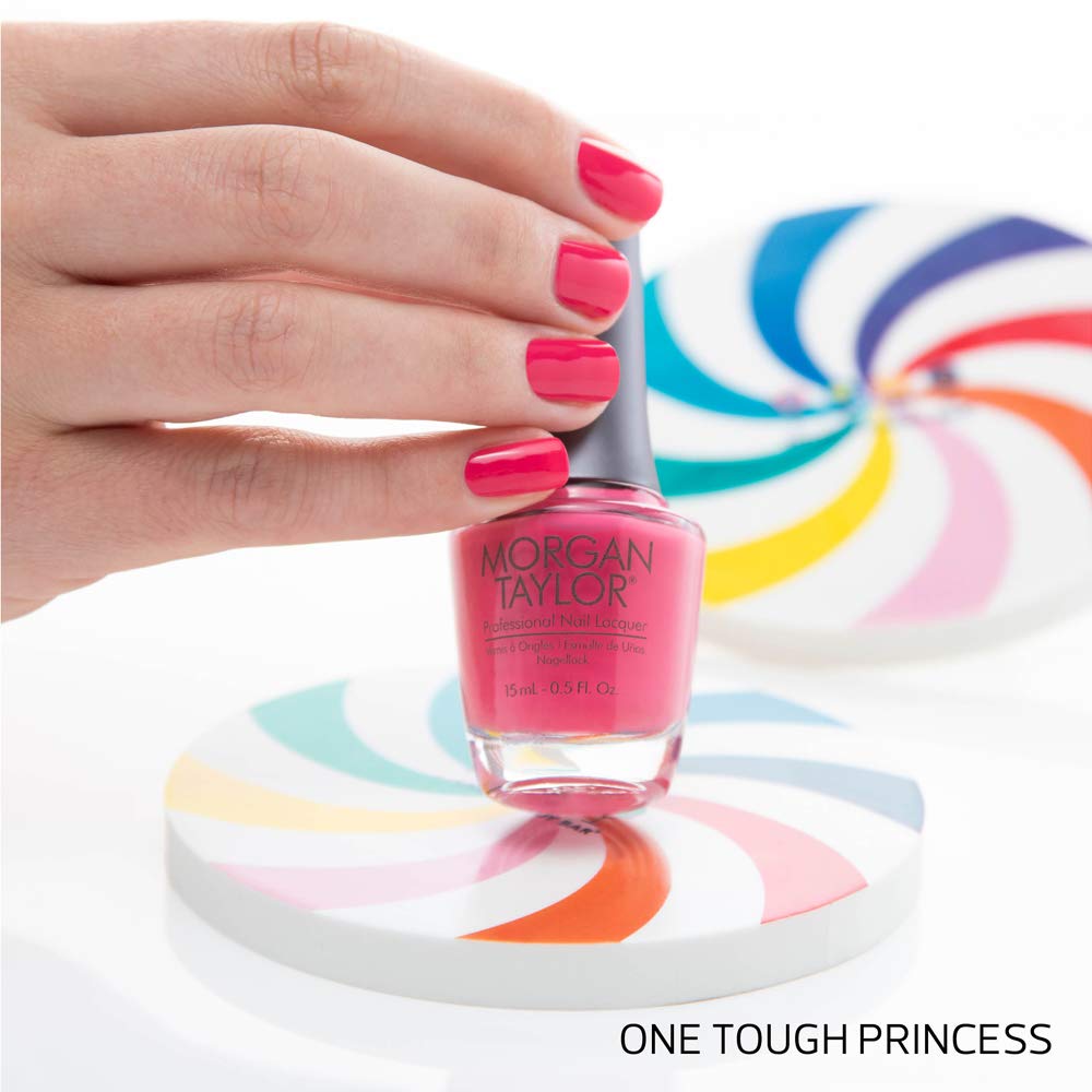 Morgan Taylor Nail Lacquer (One Tough Princess) Bright Pink Nail Polish, Finger Nail Polish, Long Lasting Nail Polish, Bright Pi