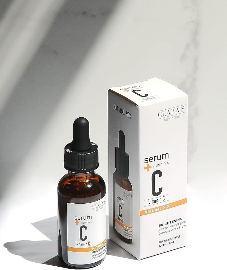 CLARA'S NEW YORK | Vitamin C Facial Serum | with Hyaluronic Acid, Ascorbic Acid, Niacinamide, Probiotics | Reduce Dark Spot, Acn