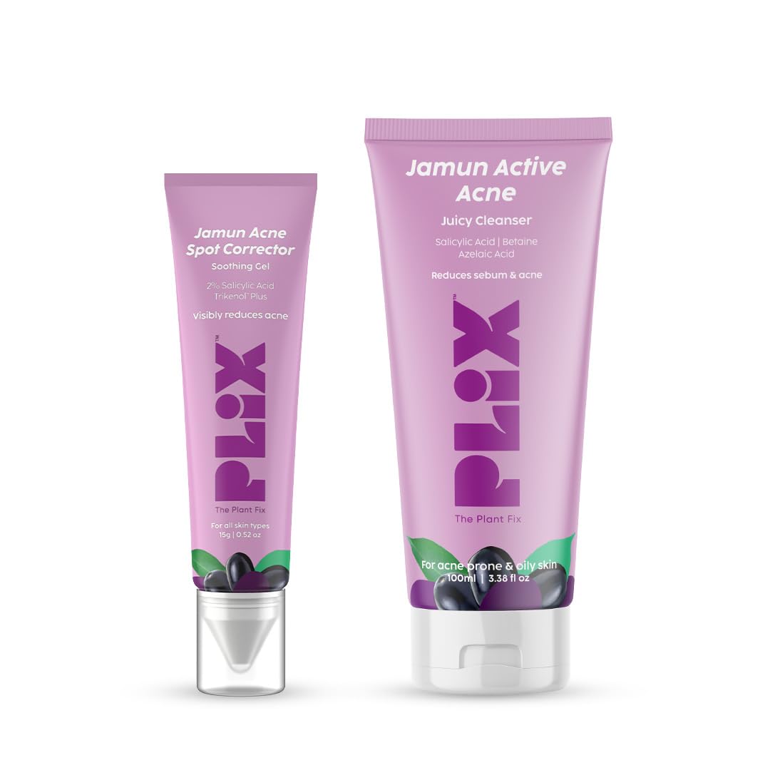 Plix - The Plant Fix | Jamun Acne Control Duo| With Spot Corrector Gel & Juicy Cleanser| With Salicylic Acid & Jamun Extract | P