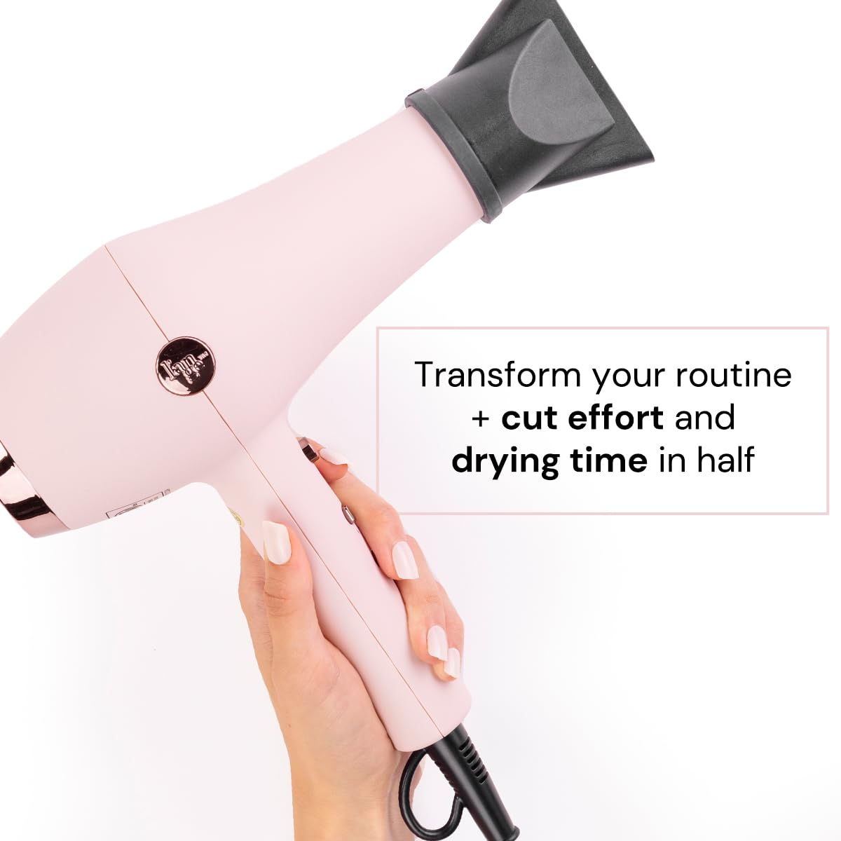 L'ANGE HAIR Soleil Professional Hair Dryer - 3 Heat & 2 Airflow Settings, Cool Shot, Lightweight, Blush, Model 2516-2517