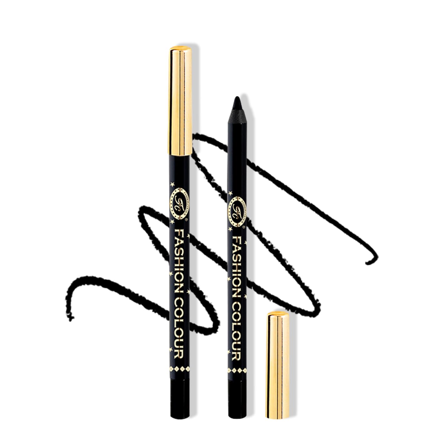 Fashion Colour Super Gliding Kajal | Kajal Black Waterproof Smudge Proof | Long Lasting | High Intensity | Creamy | Jet Black | 